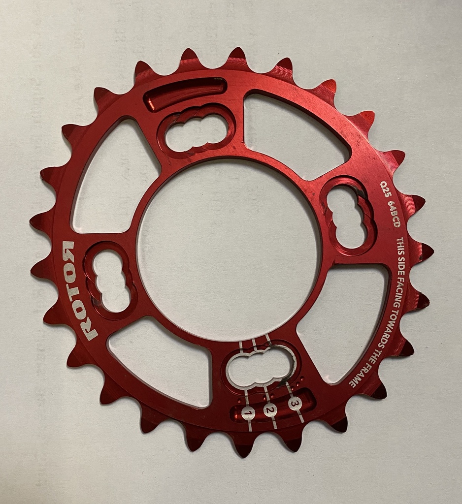 Rotor - Qrings Test 25 dents interne / entraxe 64 / Rouge