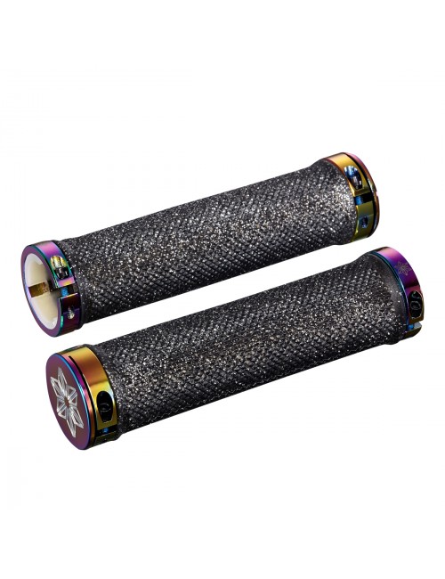 Supacaz - Grips - Diamond Kush - Black W/ Oil Slick Dh Star Ringz