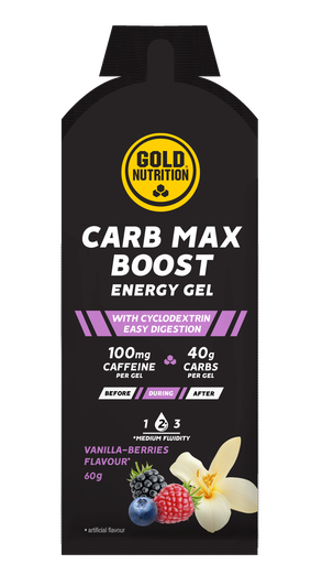 [GN61513] GoldNutrition - Boîte de 16x CARB MAX BOOST ENERGY GEL 60g (Vanille - Baies sauvages)